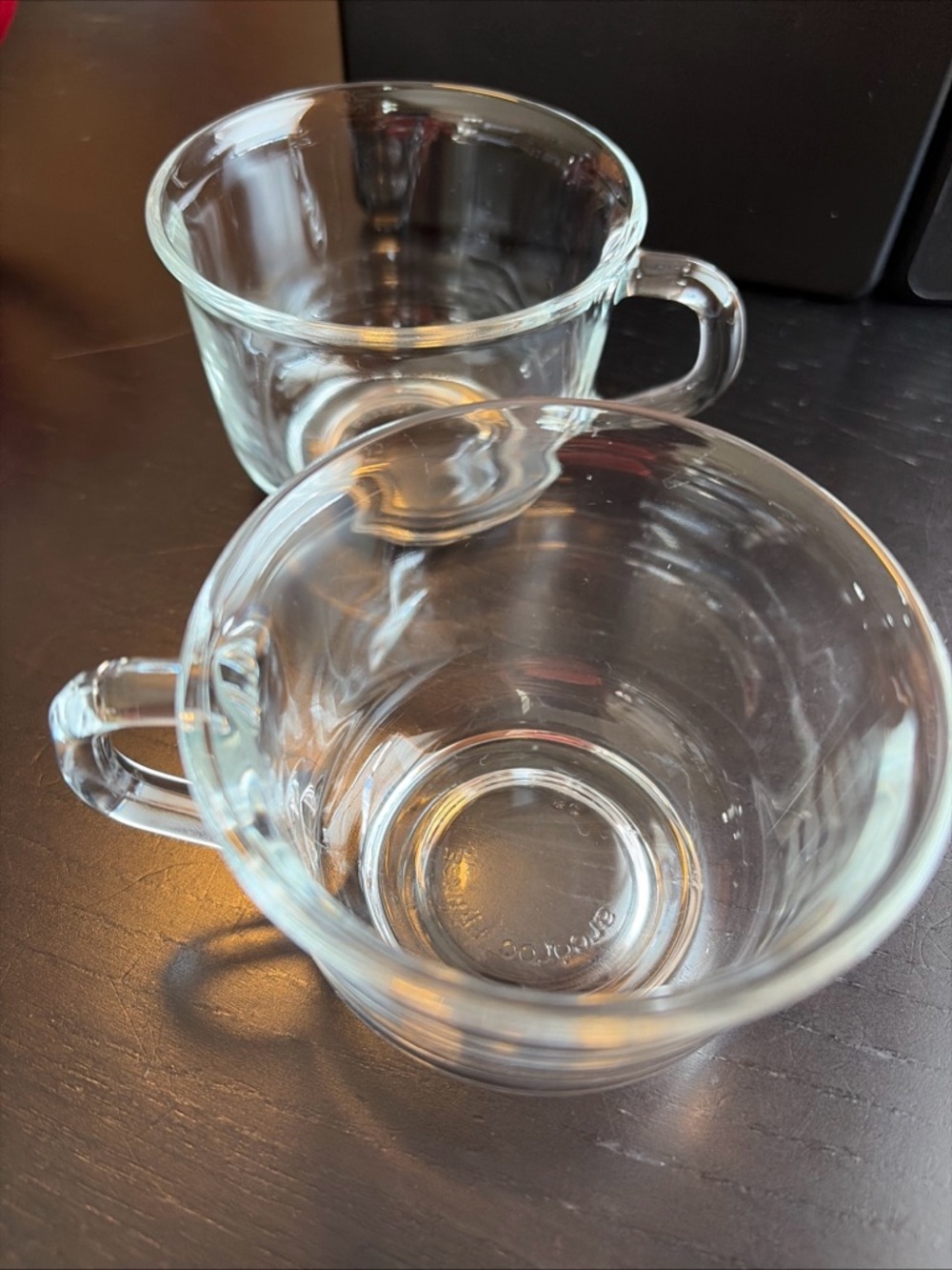 Arcoroc France ‘Classique’ clear Tea Cups Vintage Set of 2